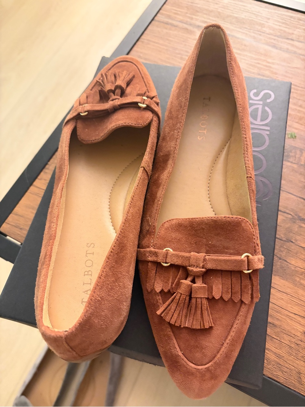 Talbots Women's Suede Tassel Loafers — Chestnut